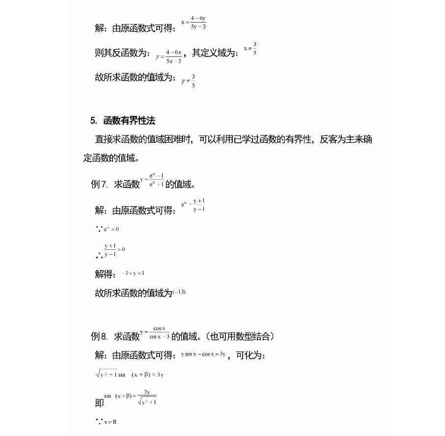 2024高考高中数学函数值域11种求法