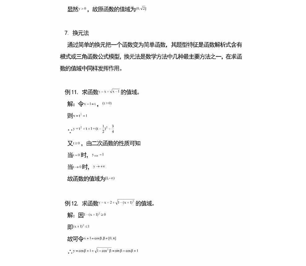 2024高考高中数学函数值域11种求法