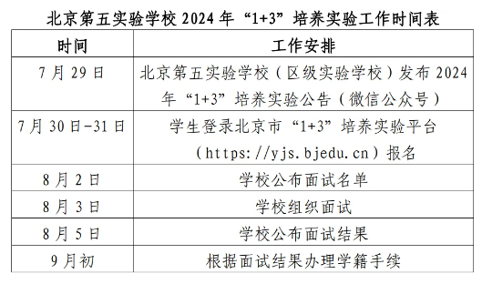 2024北京第五实验学校1+3项目招生简章