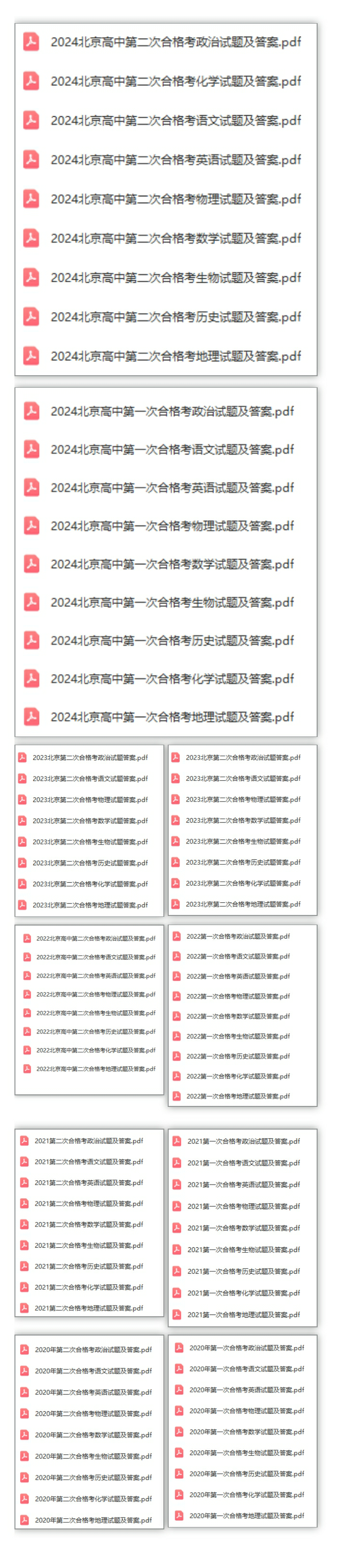 《2020-2024北京合格考试题及答案》资料免费领取！