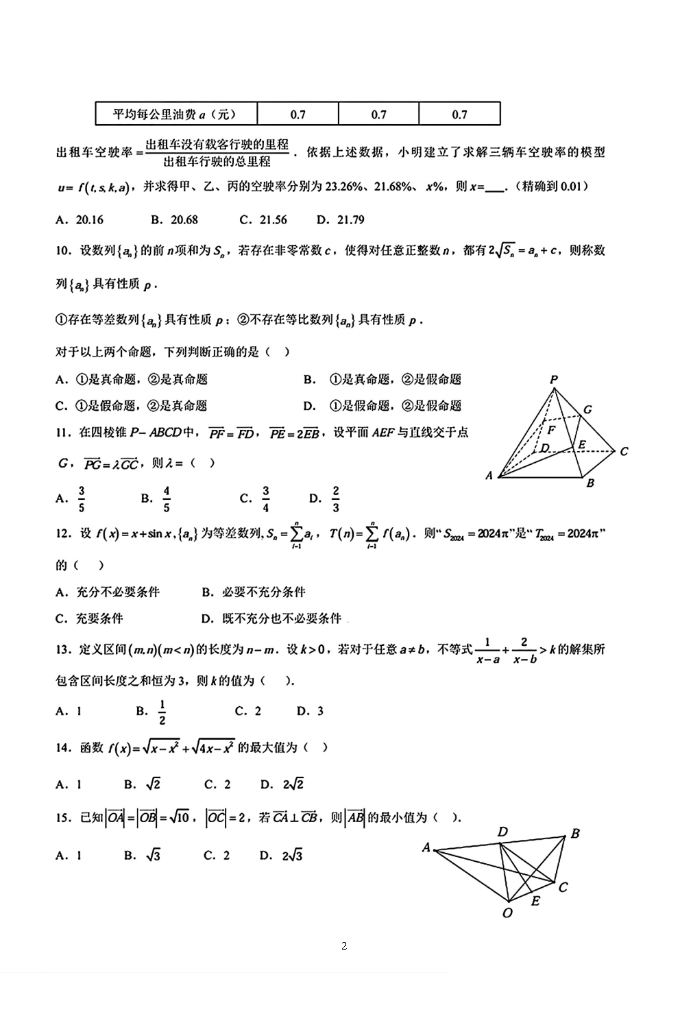 CACA（综合学术能力评估）数学1试题及答案