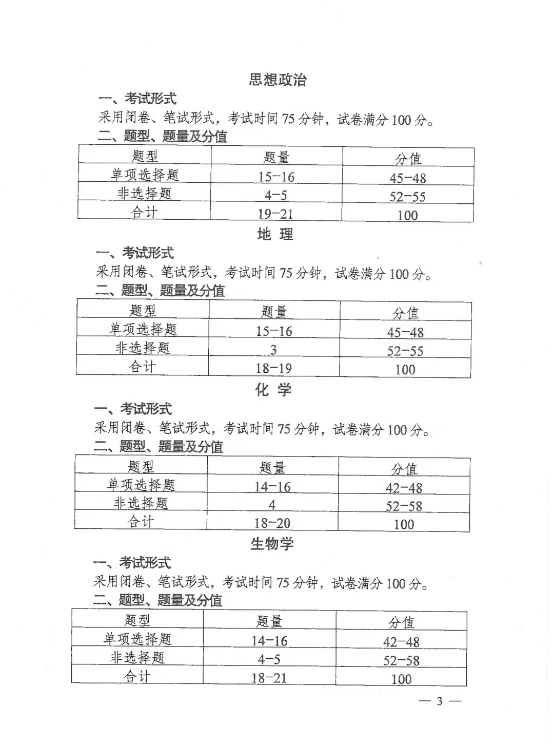 2025高三新高考适应性演练【八省联考】云南省试卷结构