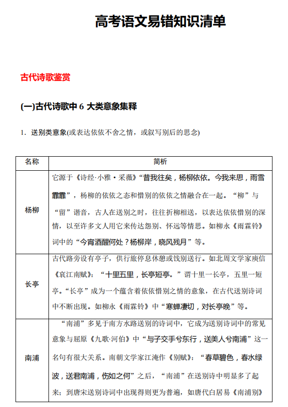 2025北京高考语文古诗词鉴赏中易错知识