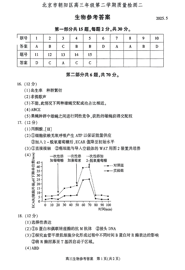 2025北京朝阳区高三二模生物试题及答案