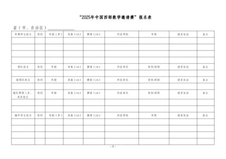 2025年中国西部数学邀请赛通知