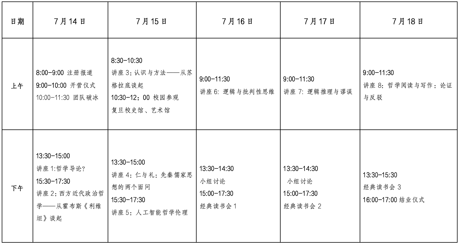 复旦大学2025年高中生哲学素养与逻辑思维能力提升夏令营招生简章