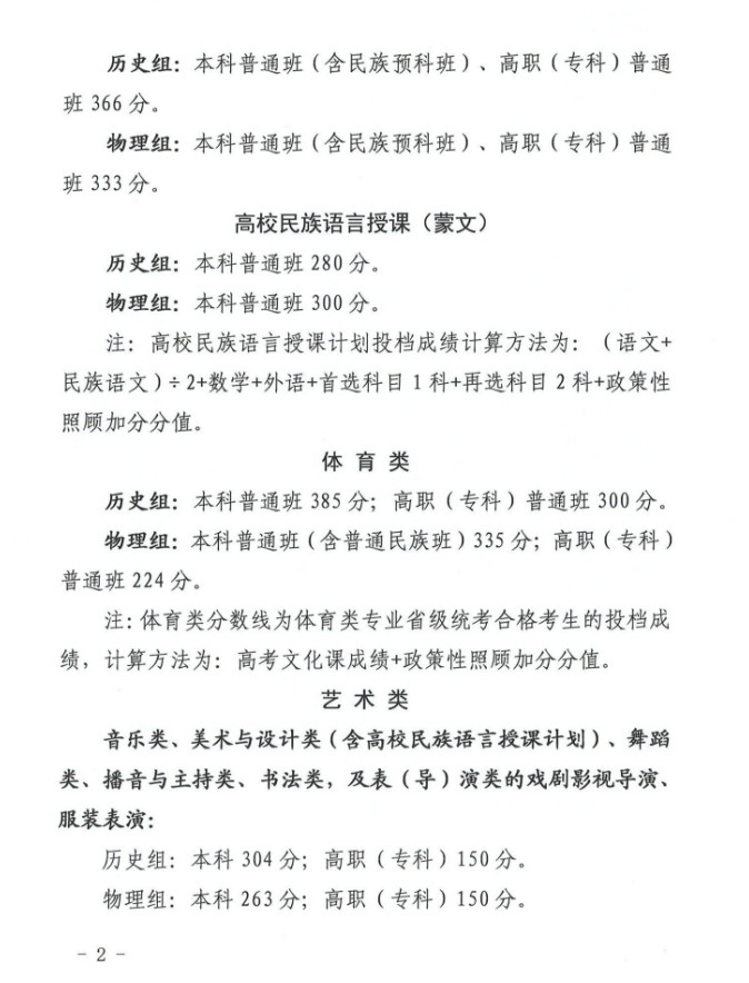 2025年青海高考本科各批次录取控制分数线