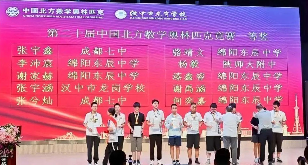 2025年第二十届中国北方数学“龙岗杯”夏令营一等奖获奖名单