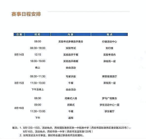 2025全国中学生生物学决赛日程安排
