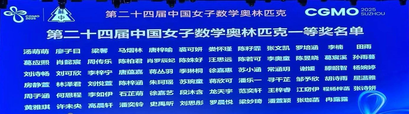 2025第24届女子数学奥林匹克竞赛金牌名单