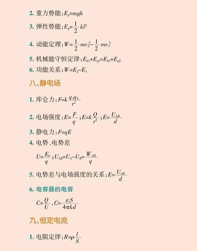 2026北京高考高中物理19个章节公式总结