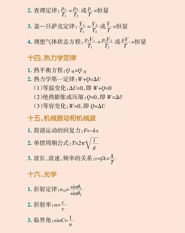 2026北京高考高中物理19个章节公式总结