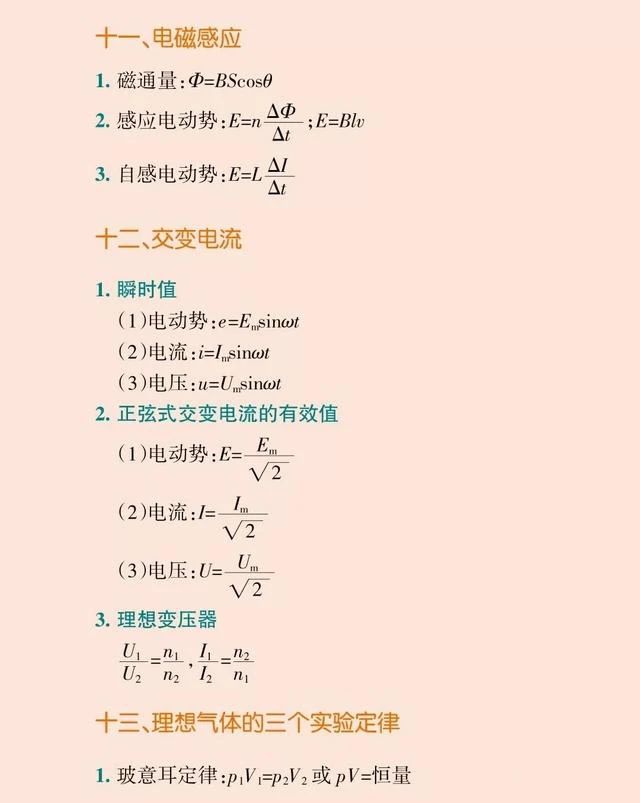 2026北京高考高中物理19个章节公式总结