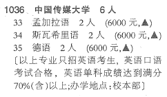 中国传媒大学2019年本科提前批A段在京招生计划（理科）