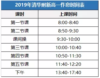 清华附中新高一作息时间