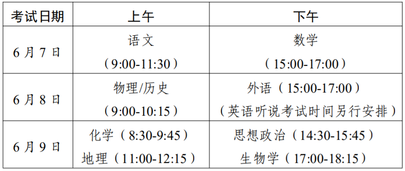 2023年广东高考时间表