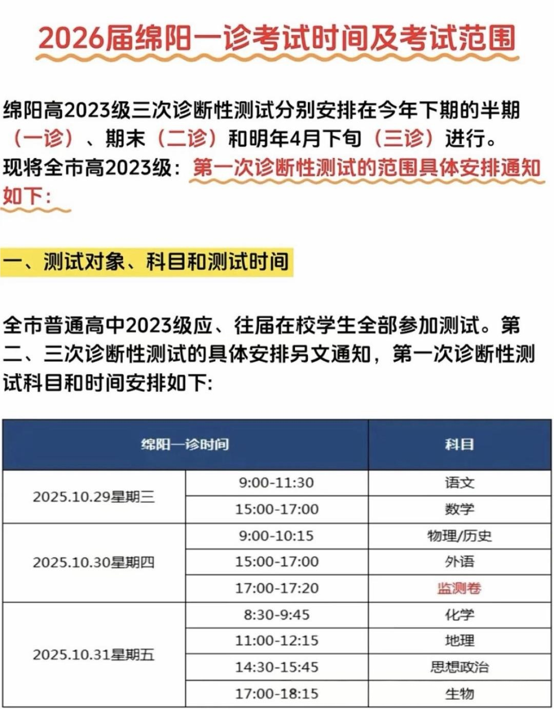 2026届四川绵阳一诊各科试题及答案汇总