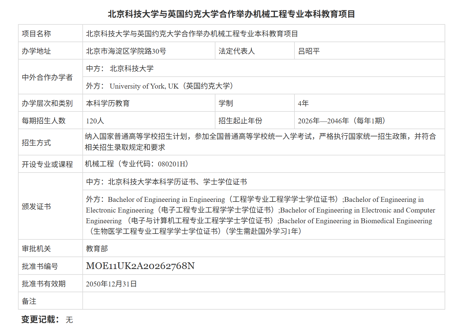 北京科技大学2026中外合作办学新学院+新专业
