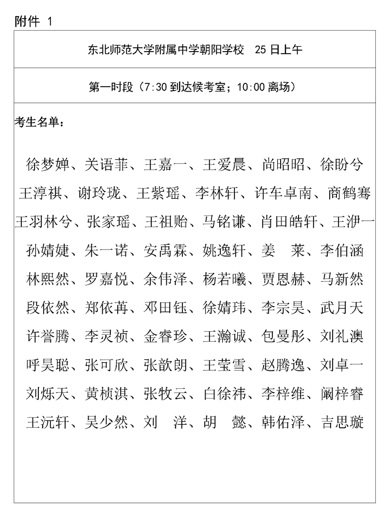 东北师范大学附属中学朝阳学校2026年1+3项目面试名单