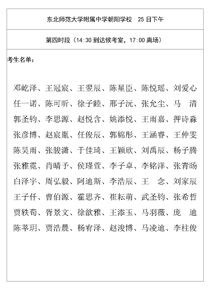 东北师范大学附属中学朝阳学校2026年1+3项目面试名单