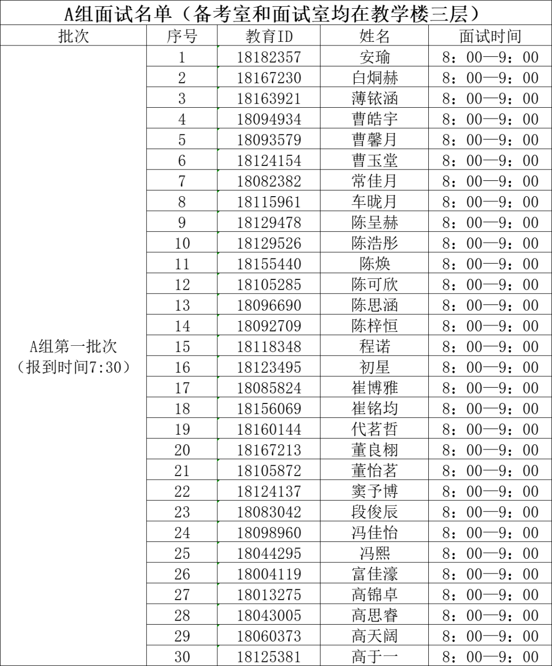 首师大附中通州实验学校2026年&ldquo;1+3&rdquo;培养实验面试名单及面试安排