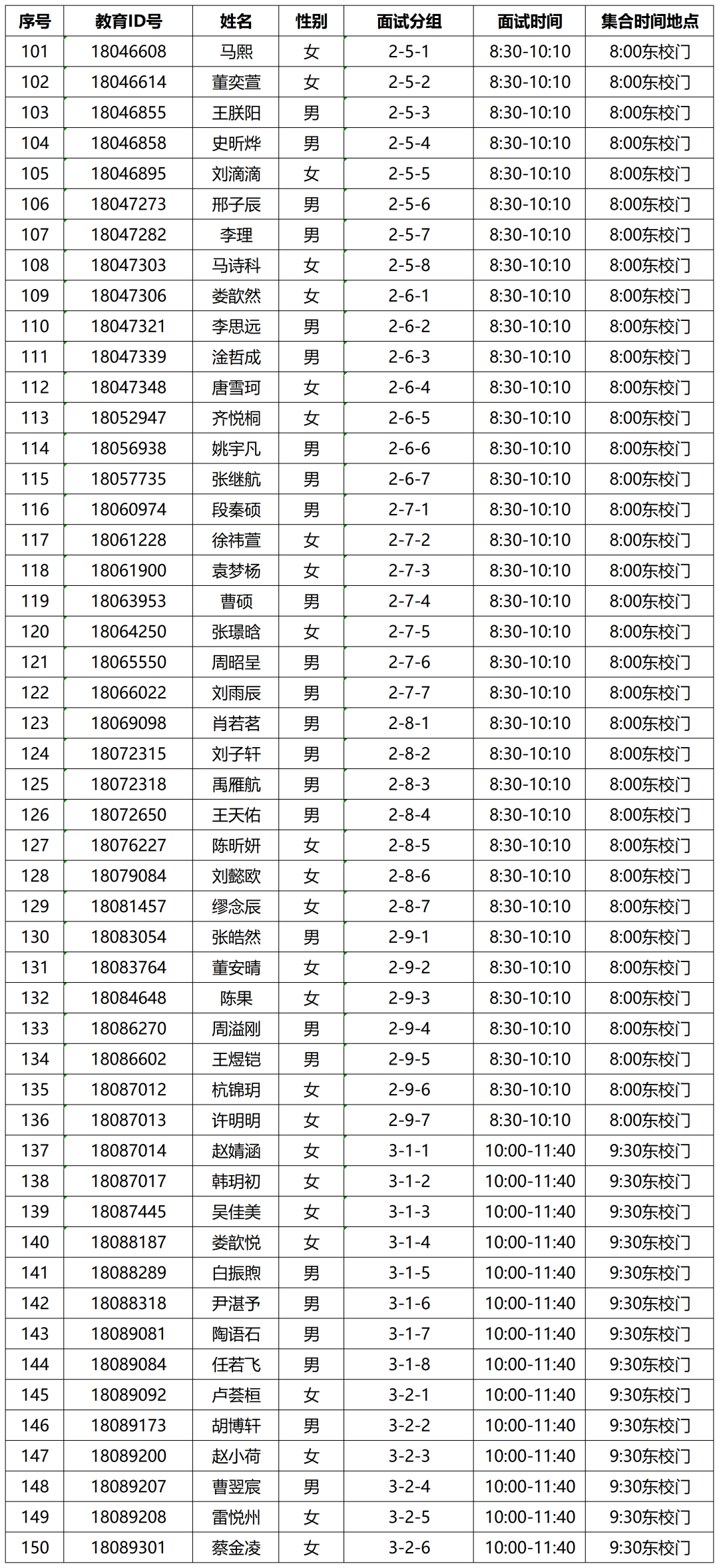 潞河中学2026年“1+3”培养实验面试安排
