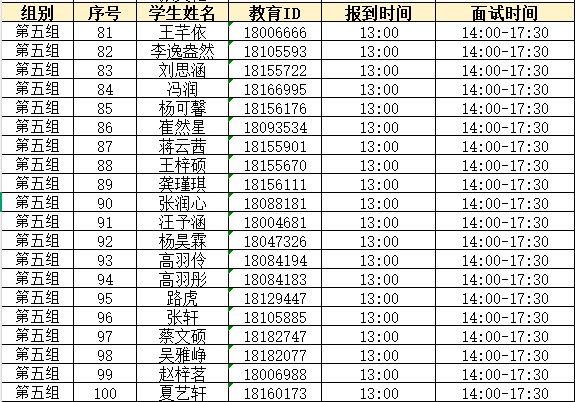 2026年北京市第五中学通州校区“1+3”培养实验面试名单及面试安排